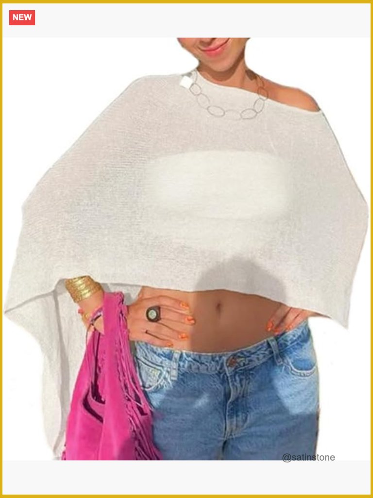 Sheer Knit Crochet Poncho Top Lightweight Summer Beach Cover Up Shrug Shawl